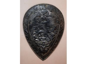 A Rare Form Elkington Silver & Gilt Metal Wall Hanging Shield  Miltons Paradise Lost