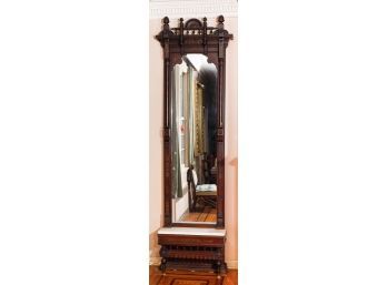 Period Victorian Eastlake Pier Mirror & Marble Shelf