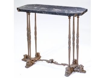 Black Marble & Iron Base Occassional Table