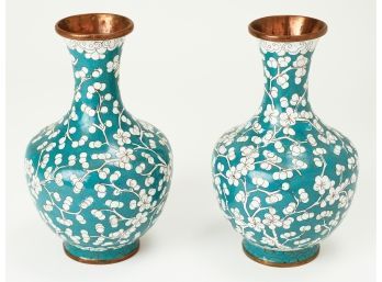 Pair Of Chinese Cloisonne Vases