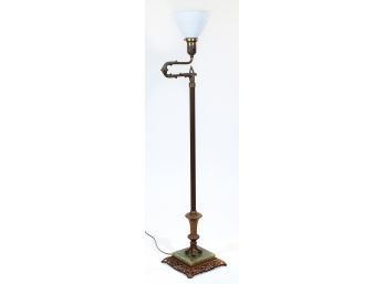 Vintage Iron & Onyx Swing Arm Floor Lamp