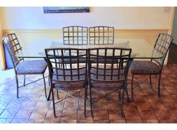 Modern Metal & Beveled Glass Dining Table And Cool Chairs