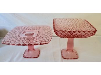 Pink Depression Glass Dessert Stands