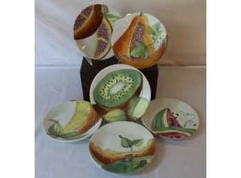 6 Exotic Limoges Fruit Plates