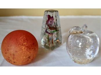 3 Glass Paperweights