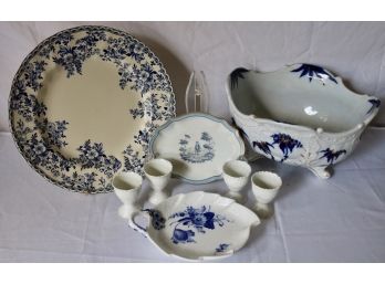 8 Pcs. Blue And White Porcelain Incl. Ginori & Royal Copenhagen