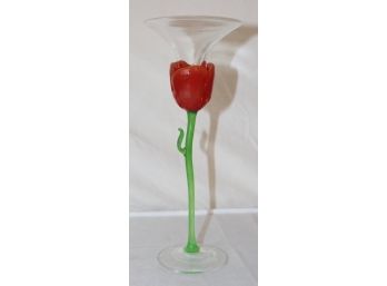 Hand Blown Tulip Art Glass - Signed