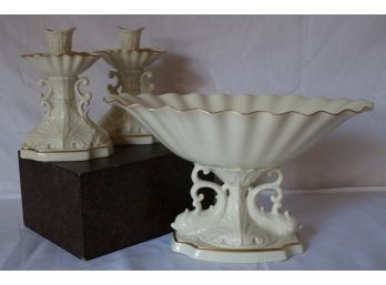 Lenox Dolphin Center Bowl & Candlesticks