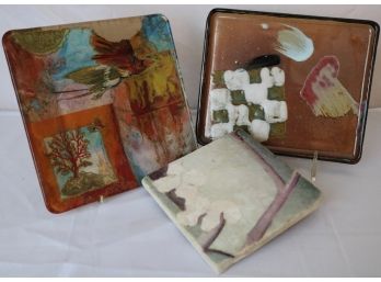 Three Artist Made Trivets / Trays