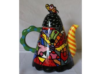 Romero Britto (Brazilian) Pop Art Butterfly Teapot