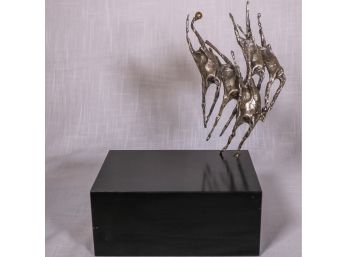 Mid-Century Brutalist Bronze 'City In Flight No. 2' Abstract Sculpture By Judith Brown