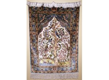 A 20th Century Hand-Knotted Silk 'Tree Of Life' Prayer Rug