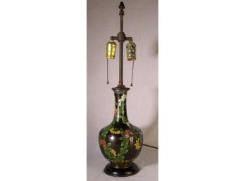 Antique Asian Cloisonne Vase Converted To Two-light Table Lamp