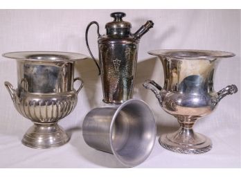 Antique & Vintage Silver Plated Barware- Black Starr & Frost Cocktail Shaker, Wine Coolers