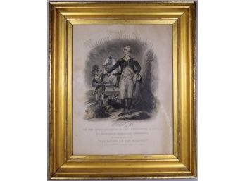 Antique Hand-Colored Steel Engraving Of George Washington After John Trumbull