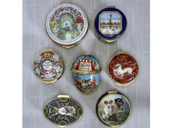 Group Of Seven Enamel Pillboxes - Halcyon Days And Staffordshire