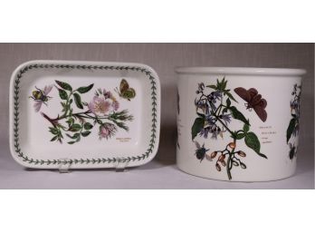 Vintage Portmeirion Botanic Garden Ceramic Baking Dish And Vessel