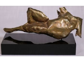 Mid-Century Reclining Nude Bronze Figure By Judith Brown