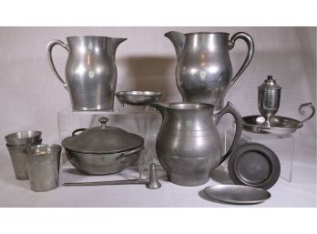 Thirteen Piece Collection Antique And 20th Century Pewter - Pairpoint, Dowd-Rogers, Poole, Etc.