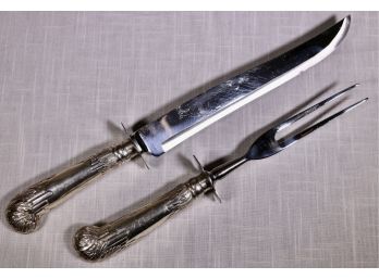 English Sheffield Sterling Silver-handled Two-piece Carving Set