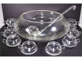 Large Mid Mod Mad Men Era Glass Punch Bowl Set