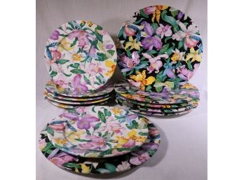 Two Sets Of Beautiful Chintz Italian Floral Dinner Plates