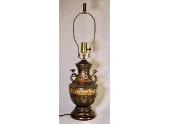 Antique Asian Cloisonne Urn Converted To A Single-light Table Lamp