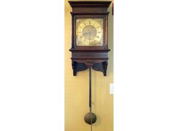 18th-Century English Brass Dial Wag Clock In Oak Case By Obadiah Body