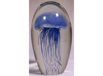 Hand-blown Luminescent Glass Jellyfish Sculpture Paperweight