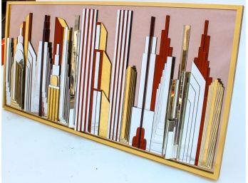 1989 3-D Mirrored New York Skyline Sculpture- Artist Signed George Norbor