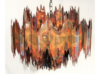 Brutalist Plasma Torch Brass & Copper Chandelier By Tom Greene For Feldman