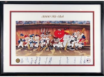 Warner Bros MLB Legends '3000 Hit Club' Autographed Artwork- Aaron, Mays, Carew, Yastremski, Brock & More!