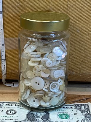 Jar Of Vintage White Buttons