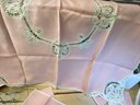 Vintage Card Table Sized Linen Tablecloth And 4 Matching Napkins