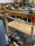 Very Sturdy And Interesting Handmade Wood Bench. Arm Rest Worn In And Smooth.  Cool Piece