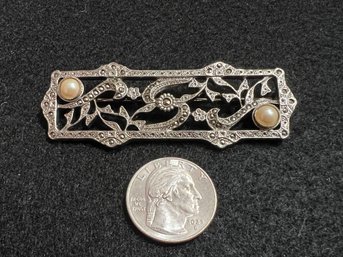 Gorgeous Vintage 'silver' Brooch - Rectangular And Gems1