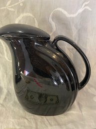 RARE  -  Vintage Black Hall Pitcher With Lid 9 Inches Tall