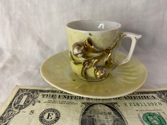 Demitasse Yellow And Gold Tea Cup