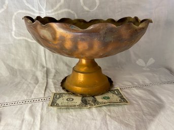 Copper Footed Bowl 10.5 Inches Diameter And 6 Inches Tall