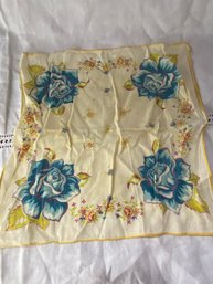 9 Inch Turquoise Rose Handkerchief
