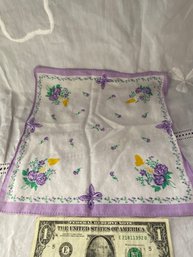 10 Inch Purple Flower And Trim Handkerchief