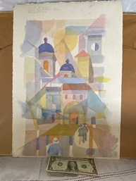 Local Artist Original Watercolor Study On Perspective 14.4'x20.5'