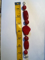 Locally Made Bracelet -Red Natural Stone