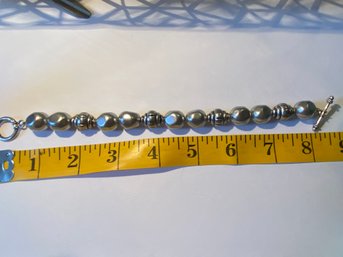 Locally Made Bracelet -Grey 'pearl' And Silver