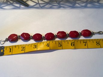 Locally Made Bracelet -Red Stone And 'silver'