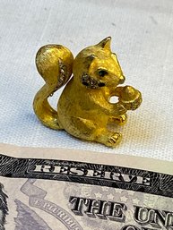 Vintage 'gold And Gemstone' Squirrel Pin