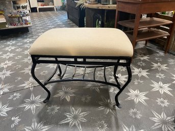 Black Metal And Tan Cushion Ottoman