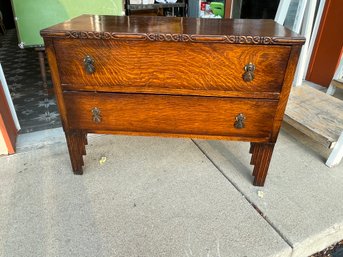 Art Deco Oak Piece With Awesome Detail And Drawer Pulls