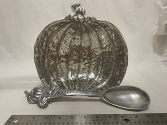 Polished Aluminum Pumpkin Bowl And Spoon