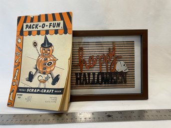 Vintage Halloween Craft Book And Happy Halloween Frame